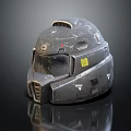 Worn Military Tactical Helmet With Ventilation Ports Yellow Markings And Rugged Build
