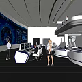 Modern monitoring room Command control room Dispatching command center Monitoring hall Command hall Office desks and chairs 3d model