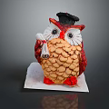 Owl Shaped Cake Wearing Black Graduation Cap Holding Scroll Decorative Item