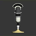 Classic Vintage Electronic Microphone With Golden Base And Metallic Finish