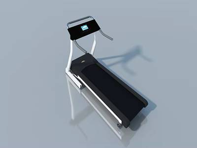 Modern Black And White Treadmill With Display Screen And Handrails For Home Gym 3d model