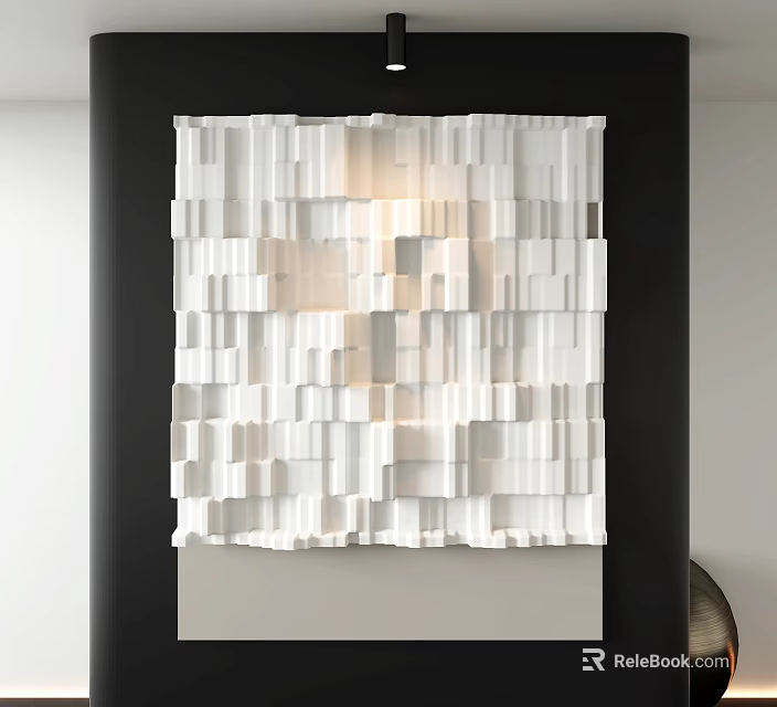 White Abstract Painting With Geometric 3D Cube Structure And Light Effects 3d model