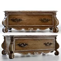 Vintage Wooden Side Table Featuring Carved Drawer Handles And Ornate Curved Legs