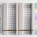 Modern Room Dividers With Glass Panels Geometric Patterns And Wooden Shelves