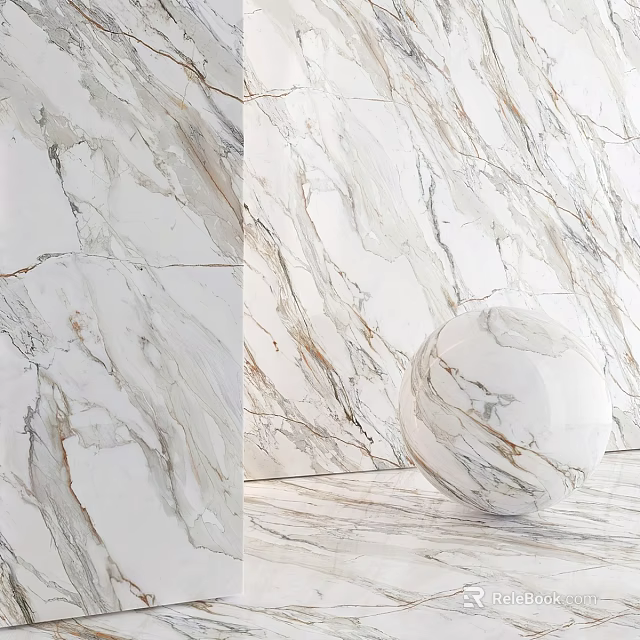 Elegant Marble Texture Wall And Floor With Decorative Sphere Interior Design 3d model 