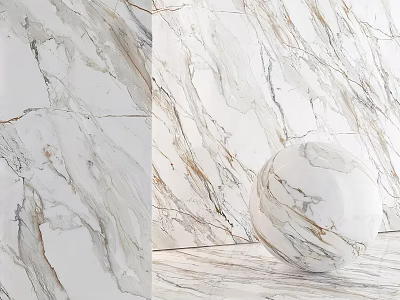 Elegant Marble Texture Wall And Floor With Decorative Sphere Interior Design 3d model