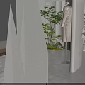 Modern Fashion Store Interior Design With White Arched Doorway Mannequins And Green Plants