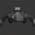 Game Movie Character In Green Armor With Gray Helmet And Military Sci Fi Gear