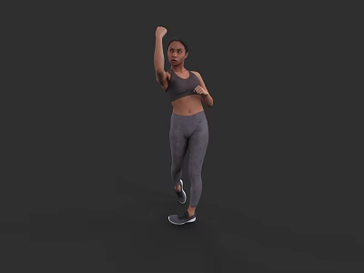Fit Woman in Activewear Exercising with Boxing Fist and Tight Leggings 3d model