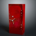 Vintage Red Metal Safe Furniture With Classic Lock And Handle Details