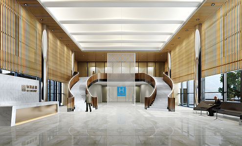 Modern Hall Sales Department Lobby Space 3d model