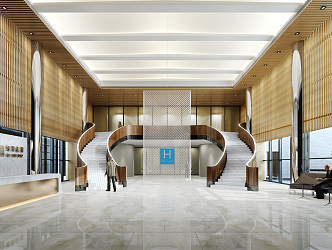 Modern Hall Sales Department Lobby Space 3d model