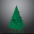 Modern Green 3D Christmas Tree With Layered Leaves On Gray Background