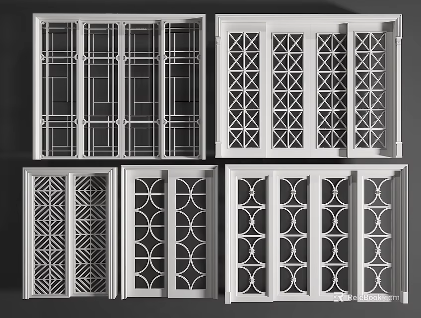 Stylish Sliding Door Designs With Intricate Geometric Patterns For Home Interior 3d model