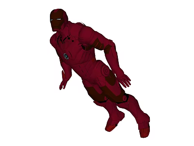 Game And Movie Character In Red Armor With Flying Pose Chest Emblem And Blue Eyes 3d model