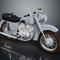 Vintage Silver Motorcycle With Black Seat Spoked Wheels And Chrome Details