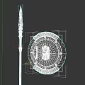 Ancient Spear and Shield Historical Weapons with Ornate Metalwork and Red Accents