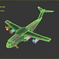 Blue Military Transport Aircraft 3D Model With Four Engines And Tail Fin Design