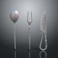 Handcrafted Metal Cutlery Set With Twisted Handle Spoon Fork And Knife