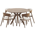 DeepHouse Solid Wood Fabric Dining Table and Chair 3d model