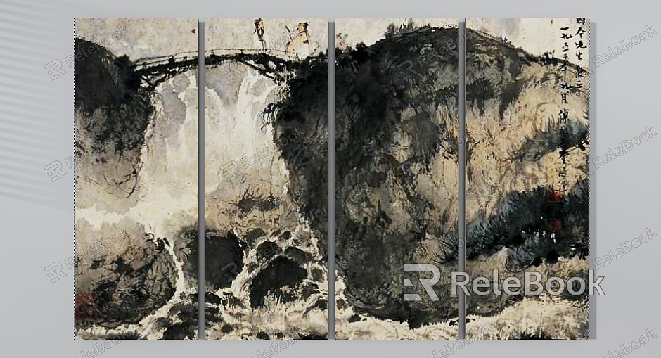 New Chinese Hanging Painting, Mood, Landscape, Black, White and Grey model