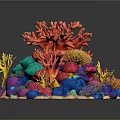 Colorful Coral Reef Marine Scene With Vibrant Red Orange Blue And Purple Structures