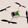 Quadcopter Drone With Four Black Propellers And Electronic Control Unit 3d model