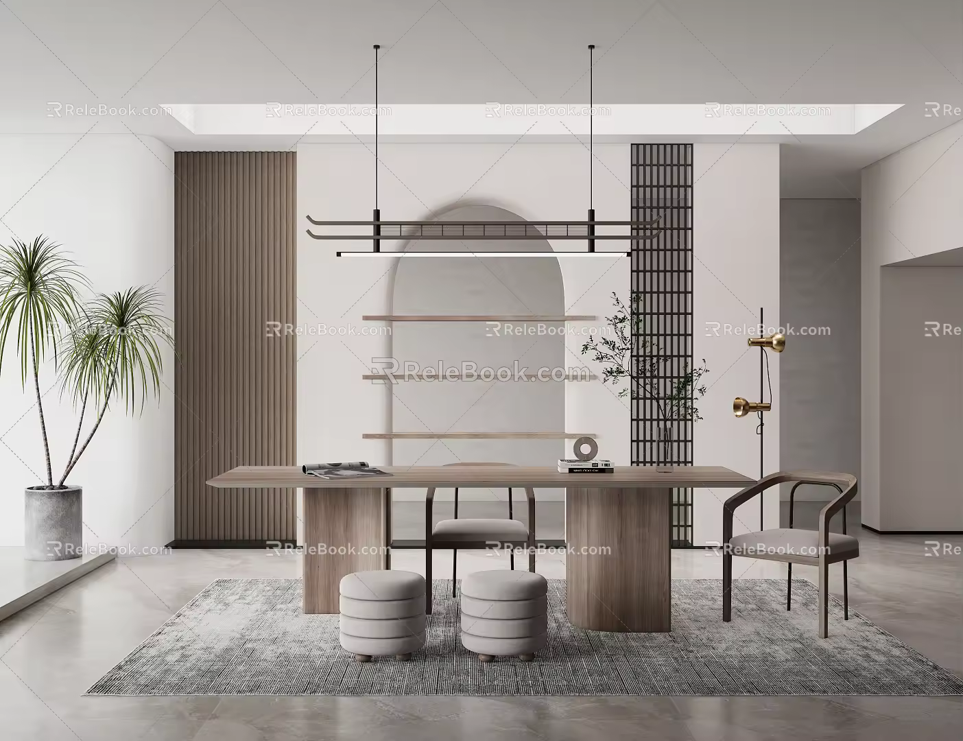 Quiet Study Study Desk and Chair Combination 3d model
