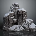 Snow Covered Natural Stone Rock Formation With Rugged Texture On Reflective Surface 3d model