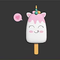 Cute Unicorn Popsicle With Pink Top Smiling Face And Heart Speech Bubble