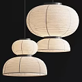 Modern White Striped Paper Lantern Pendant Lights For Interior Decor 3d model