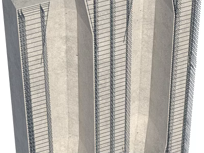 Modern Architectural Bridge Structure With Concrete Pillars And Steel Bar Details 3d model
