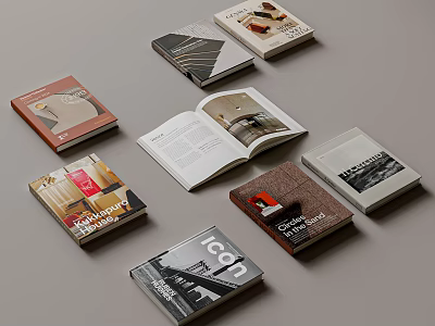 Interior Design Books And Magazines Featuring Various Cover Designs And Architecture Themes 3d model