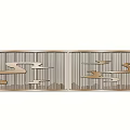 Modern Feature Wall With Wooden Slats And Flowing Decorative Patterns 3d model