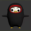 Cute Cartoon Penguin Character With Black Body Red Hood And Yellow Feet