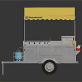 Street Food Cart With Yellow Canopy Red Menu Board And Silver Body