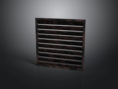 Dark Wooden Furniture Piece With Stylish Horizontal Slats Design And Modern Look 3d model