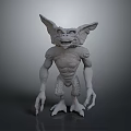 3D Fantasy Monster Character With Grinning Face Large Ears Sharp Teeth And Clawed Body 3d model