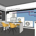 Modern Specialty Store Interior With Blue Walls White Cabinets Yellow Chairs And Air Conditioners