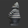 Seafarer Figurine In Striped Outfit With Bearded Face Holding Wooden Anchor Decoration