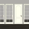 Modern White Interior Swing Doors Featuring Various Glass Patterns And Gold Handles 3d model