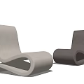 Modern Curved Lounge Chairs In Light Gray And Dark Gray Minimalist Design