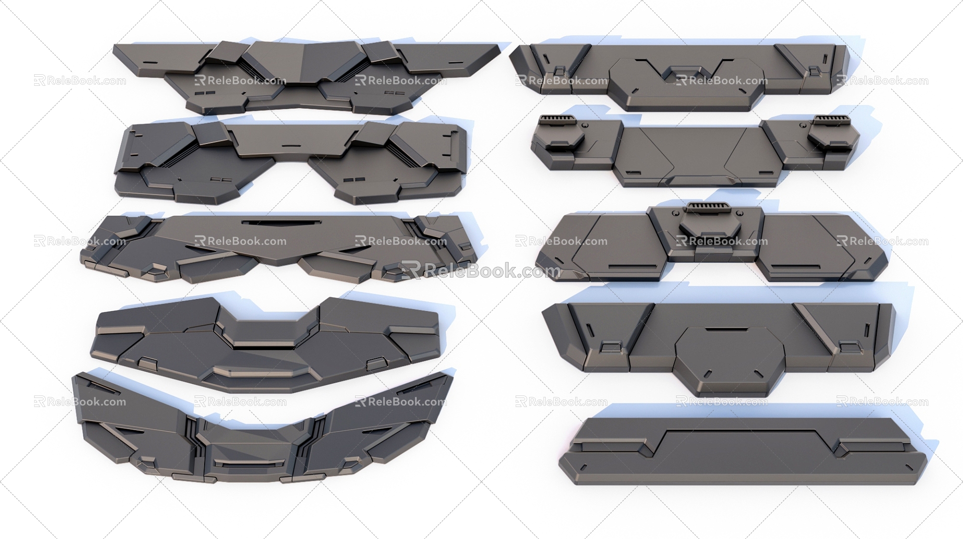 sci-fi mechanical parts hard surface combination 3d model