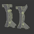 Detailed Robotic Character Mechanical Legs With Grey Metal Components And Structure