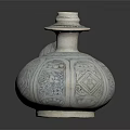 Blue And White Ceramic Gourd Shaped Vase With Intricate Patterns As Household Item 3d model