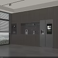 Modern Wine Cabinet With Glass Display Doors And LED Lighting In Living Room Design