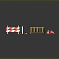 Reflective Road Safety Equipment Featuring Red White Barriers Yellow Fences And Traffic Cones