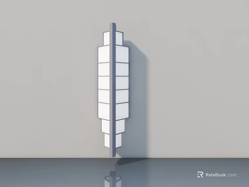 Contemporary Hinged Door With Multiple Rectangular Panels In White And Gray 3d model 