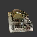 Abandoned Rusty Old Truck with Worn-Out Body Surrounded by Junk and Debris