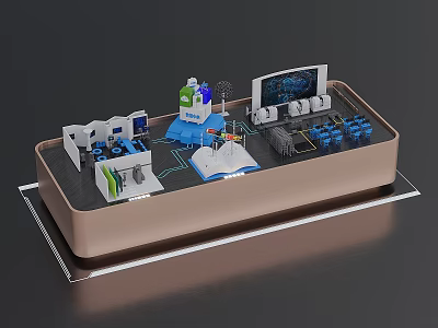 Modern Technology Exhibition Hall With Interactive Displays Digital Screens And Tech Installations 3d model